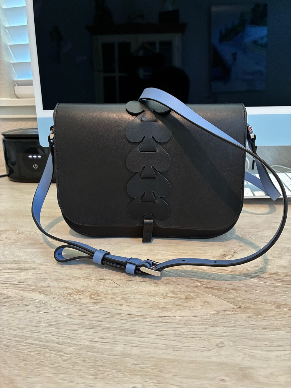 kate spade Black Crossbody with Light Blue Strap